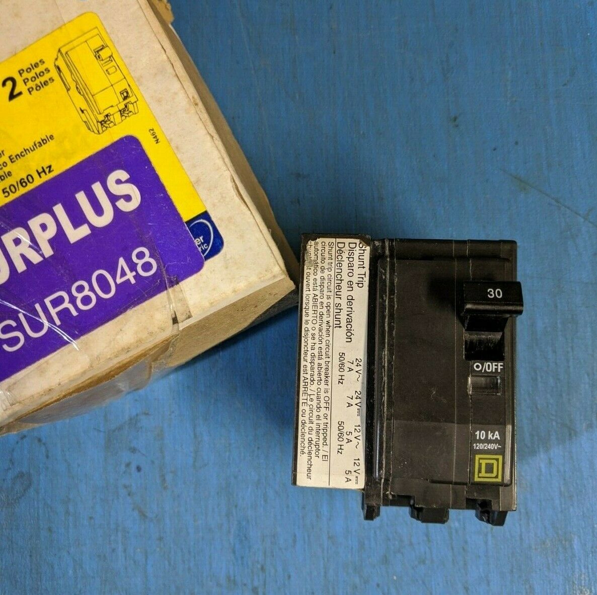 QO2301042 - Square D 30A Amp 2P Pole 10kA@120/240V Plug On Circuit Breaker W/24V Shunt Trip