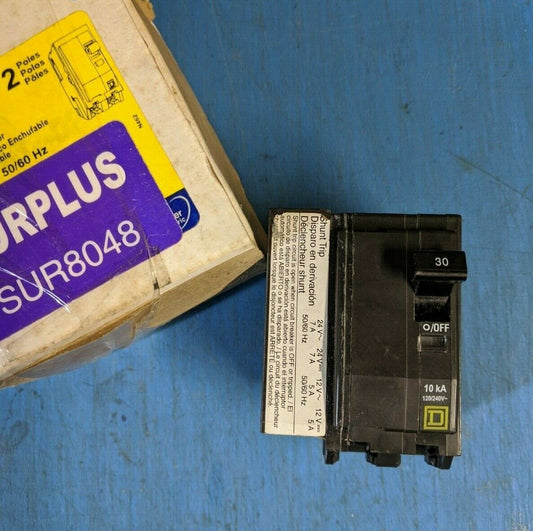QO2301042 - Square D 30A Amp 2P Pole 10kA@120/240V Plug On Circuit Breaker W/24V Shunt Trip
