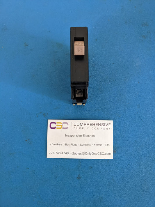 CH130 - Cutler Hammer 30A Amp 1P Pole 10kA@120/240V Plug On Circuit Breaker W/Metal Foot & Half Notch