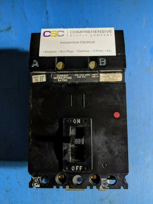 FA22040AB - Square D 40A Amp 2P Pole 10kA@240V I-Line Plug On Black Circuit Breaker