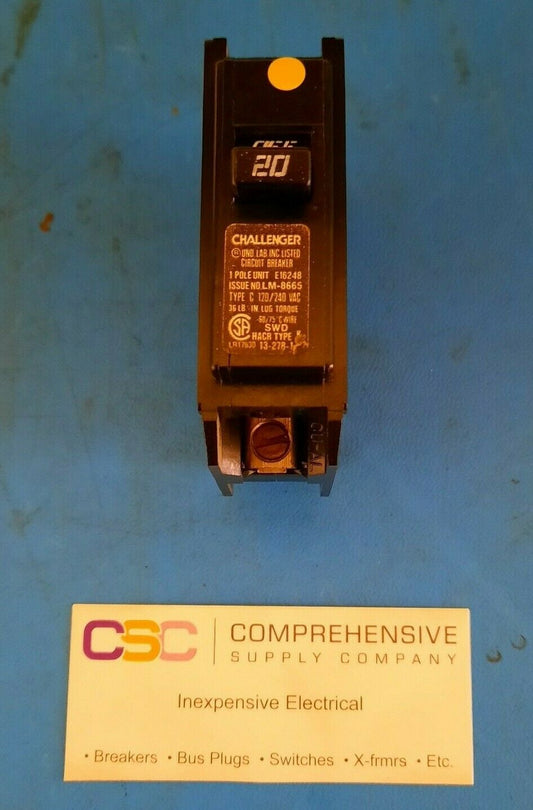 C120 - Challenger 20A Amp 1P Pole 120V Type C Circuit Breaker
