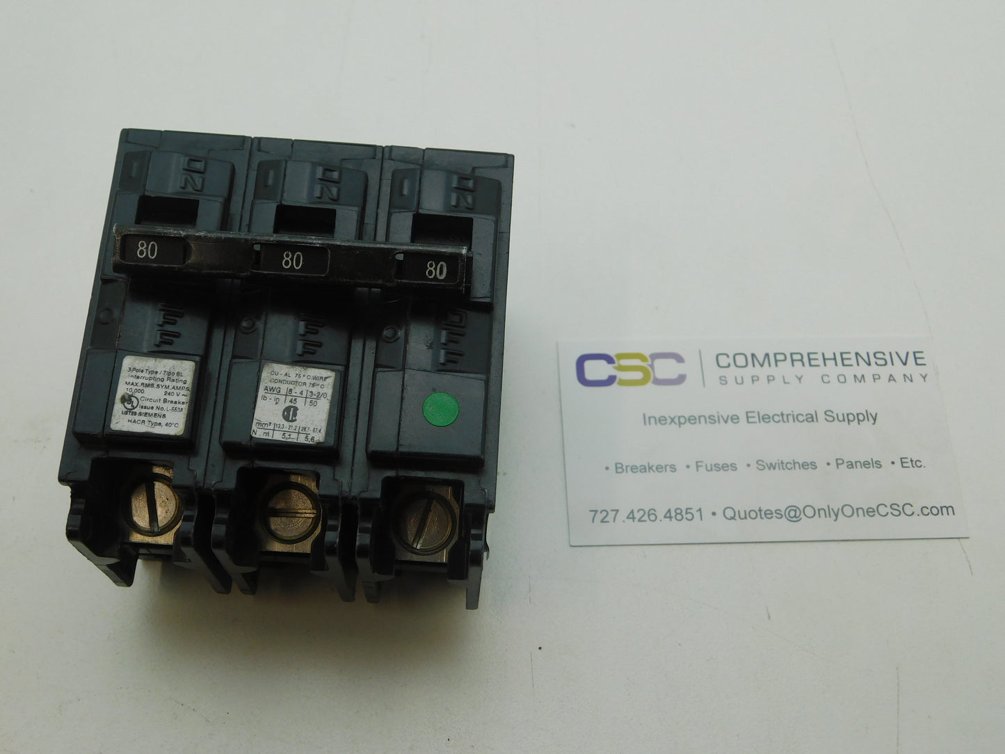 B380 - Siemens 80A Amp 3P Pole 10kA@240V Bolt On Circuit Breaker