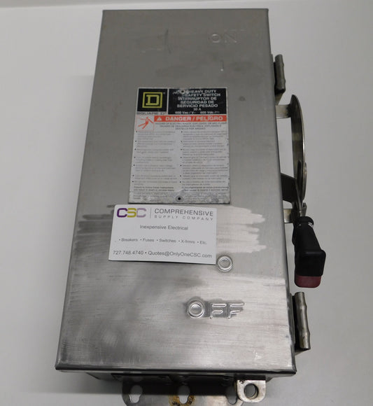 HU361DS - Square D 30A Amp 3P Pole 600V Nema 4/4X Non-Fusible Heavy Duty Stainless Steel Safety Switch