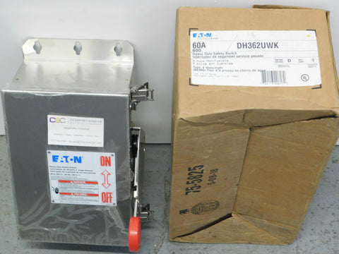 DH362UWK - Eaton 60A Amp 3P Pole 600V Nema 4X Non-Fusible Heavy Duty Safety Switch