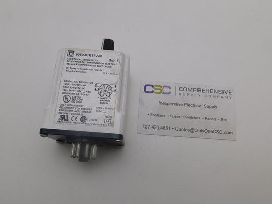 9050JCK17V20 - Square D 10A Amp 240V 1/2Hp-No 1/3Hp-Nc@120/240V Electrical Timing Relay