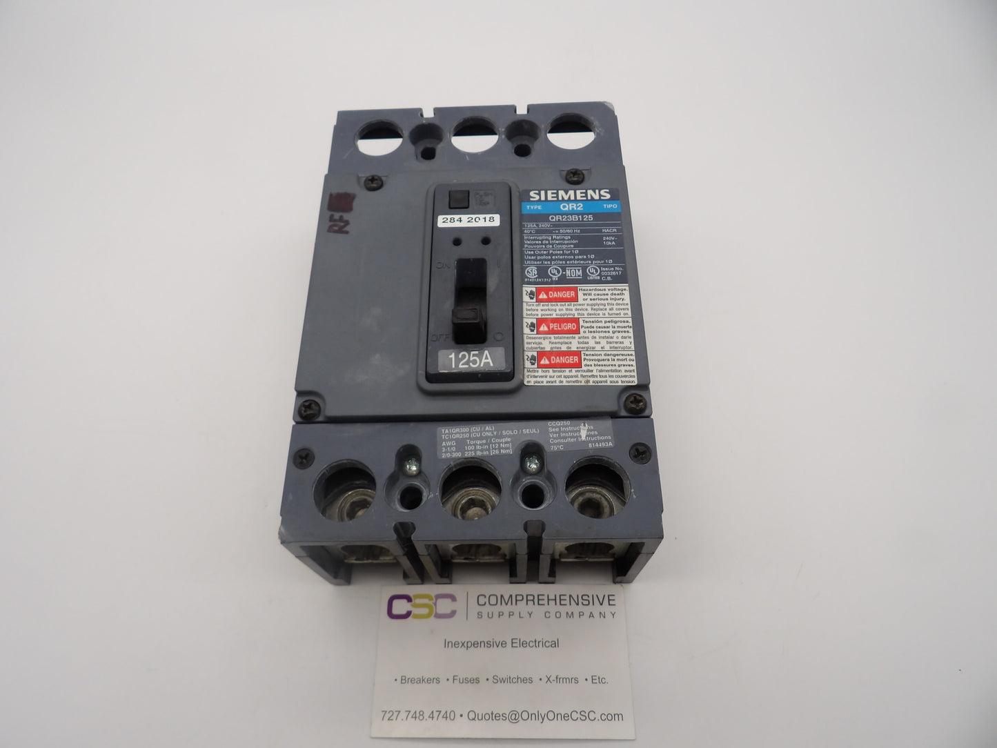 QR23B125 - Siemens 125A Amp 3P Pole 10kA@240V Bolt On Circuit Breaker