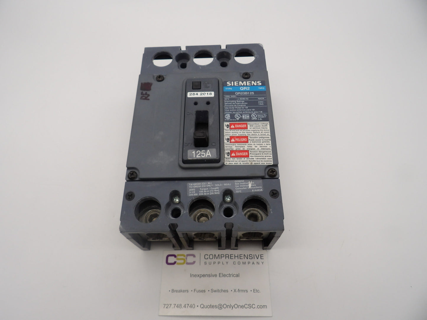 QR23B125 - Siemens 125A Amp 3P Pole 10kA@240V Bolt On Circuit Breaker