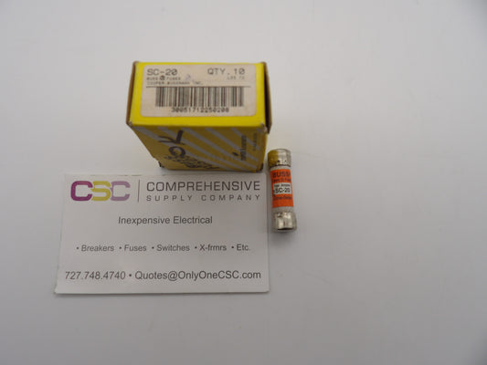 SC-20 - Bussmann 20A Amp 600V Class G Time Delay Cartridge Fuse - 10Pk