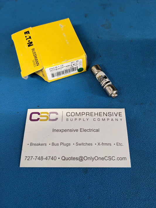 FNQ-R-1-1/2 - Bussmann 1-1/2A Amp 600V Class Cc Time Delay Fuse 10 Pk
