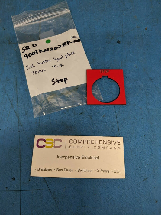 9001KN202RP - Schneider Electric Push Button Legend Plate Stop 30Mm T K Red