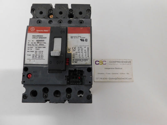 SELA36A10030 - GE 30A Amp 3P Pole 600V 65kA@480V Bolt On Spectra Rms Circuit Breaker