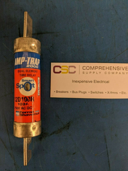 A2D100R - Ferraz Shawmut 100A Amp 250V Time Delay Rk1 Amp Trap Fuse W/Smart Spot