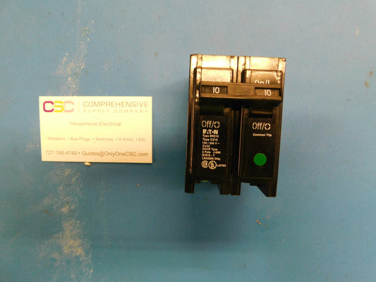 BR210 - Eaton 10A Amp 2P Pole 10kA@120/240V Plug On Circuit Breaker