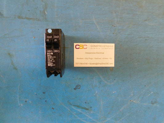 BR1515 - Cutler Hammer 15/15A Amp 2X1P Pole 10kA@120/240V Plug On Duplex Circuit Breaker