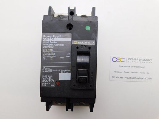 QBL22200 - Square D 200A Amp 2P Pole 10kA@240V Feed Through Powerpact Circuit Breaker