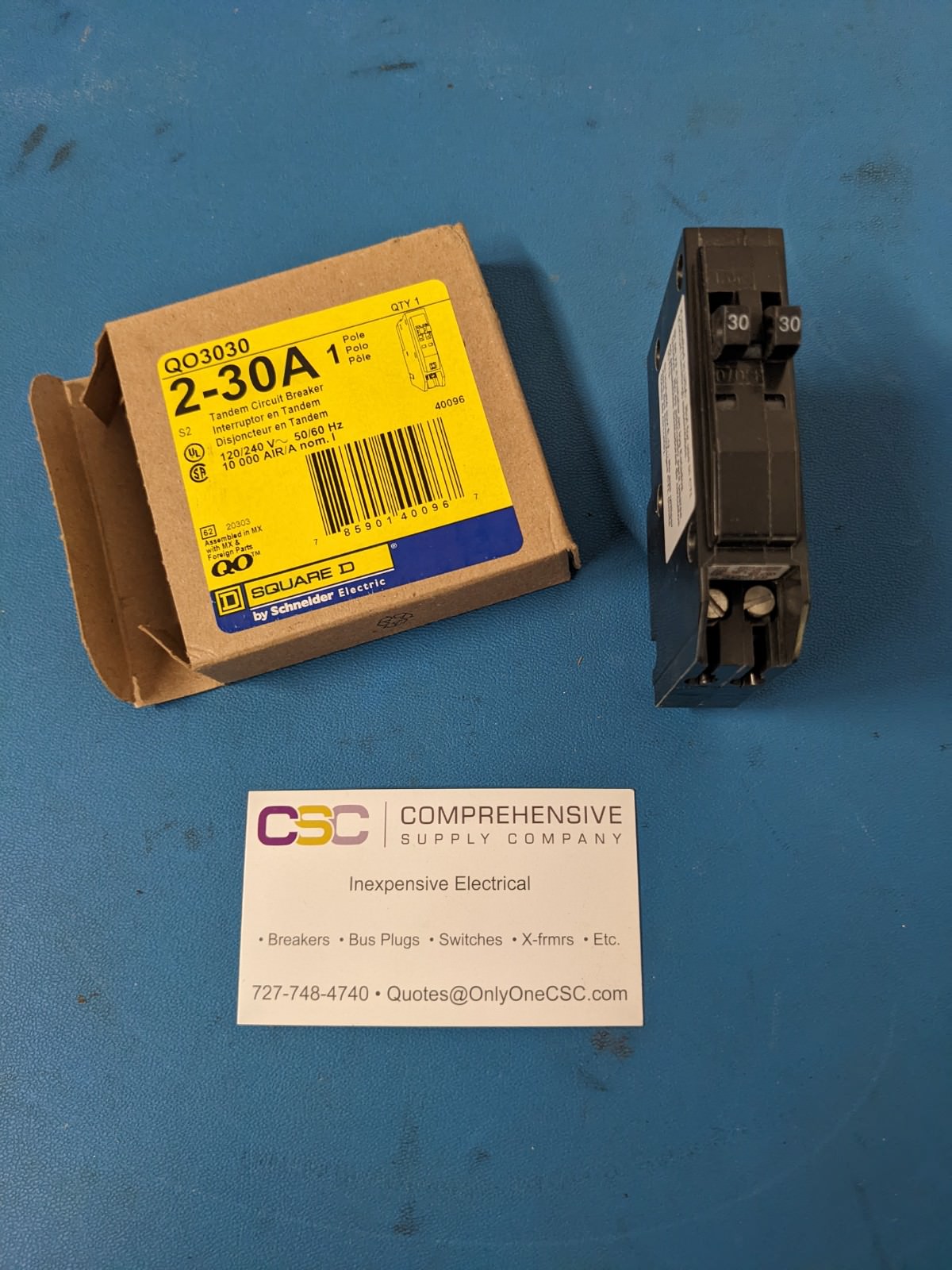 QO3030 - Square D 30/30A Amp 2X1P Pole 10kA@120/240V Plug On Duplex Circuit Breaker