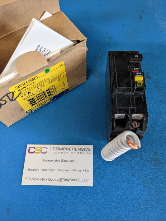 QO215GFI - Square D 15A Amp 2P Pole 10kA@120/240V Plug On Gfi Circuit Breaker