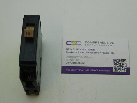 CH115 - Cutler Hammer 15A Amp 1P Pole 10kA@120/240V Plug On Circuit Breaker W/Metal Foot & Full Notch