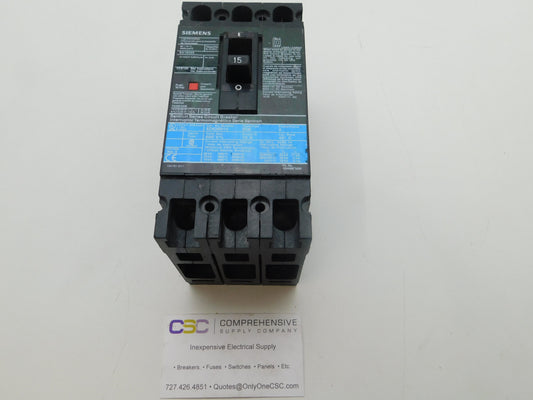 ED63B015 - Siemens 15A Amp 3P Pole 600V 25kA@480V Feed Through Circuit Breaker W/Black Label