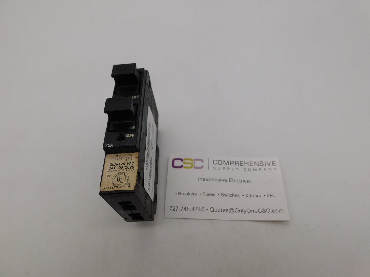 QF2020 - Square D 20/20A Amp 2X1P Pole 10kA@120V Plug On Duplex Fuse Pull Circuit Breaker/ Misc Switch