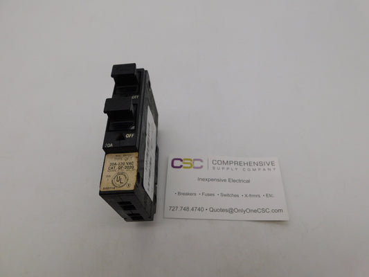 QF2020 - Square D 20/20A Amp 2X1P Pole 10kA@120V Plug On Duplex Fuse Pull Circuit Breaker/ Misc Switch