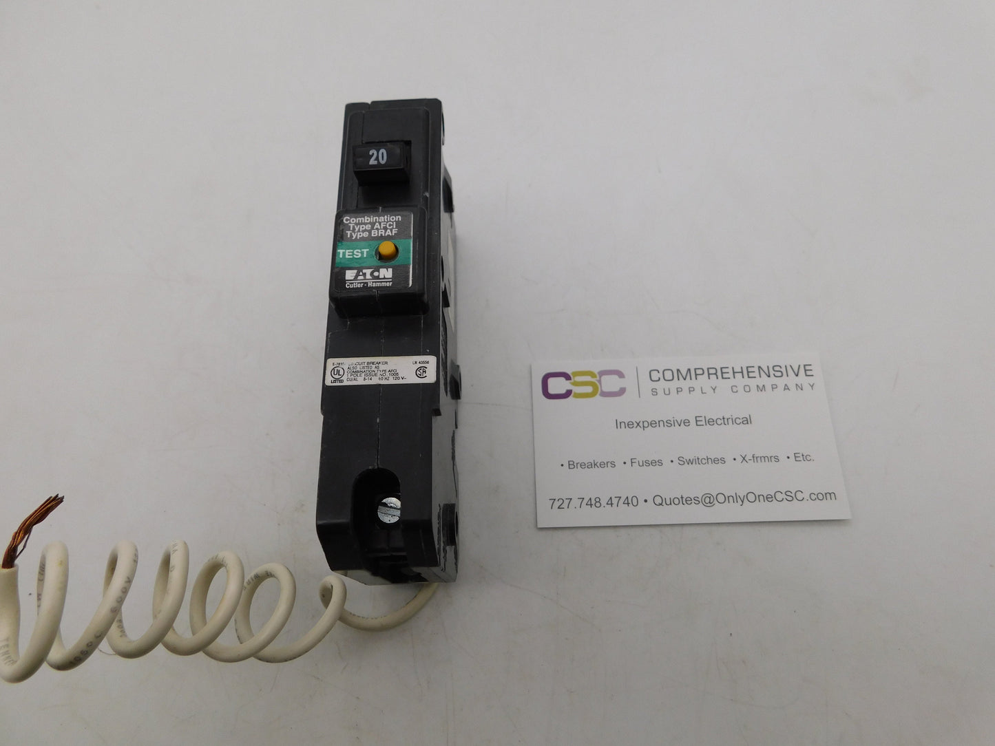 BR120CAF - Eaton 20A Amp 1P Pole 10kA@120V Combo Arc Fault AFCI Circuit Breaker
