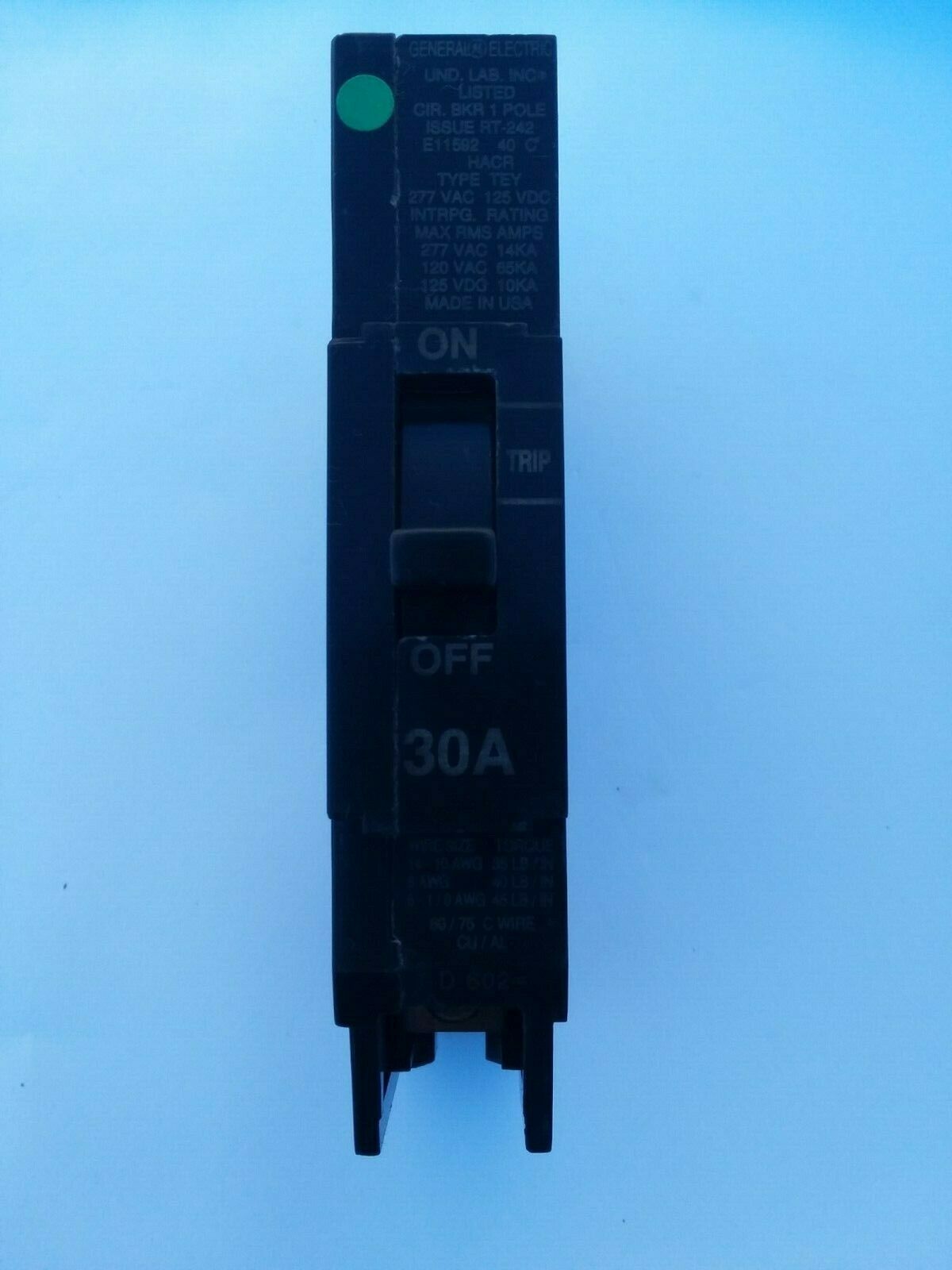 TEY130 - GE 30A Amp 1P Pole 14kA@277V Bolt On Circuit Breaker