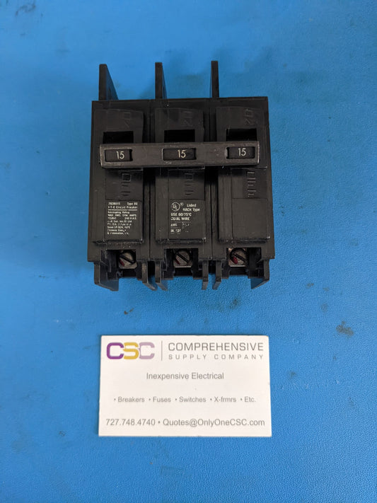 BQ3B015 - ITE 15A Amp 3P Pole 10kA@240V Bolt On Circuit Breaker