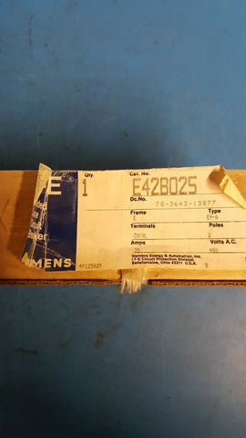E42B025 - Siemens 25A Amp 2P Pole 18kA@480V Bolt On Circuit Breaker
