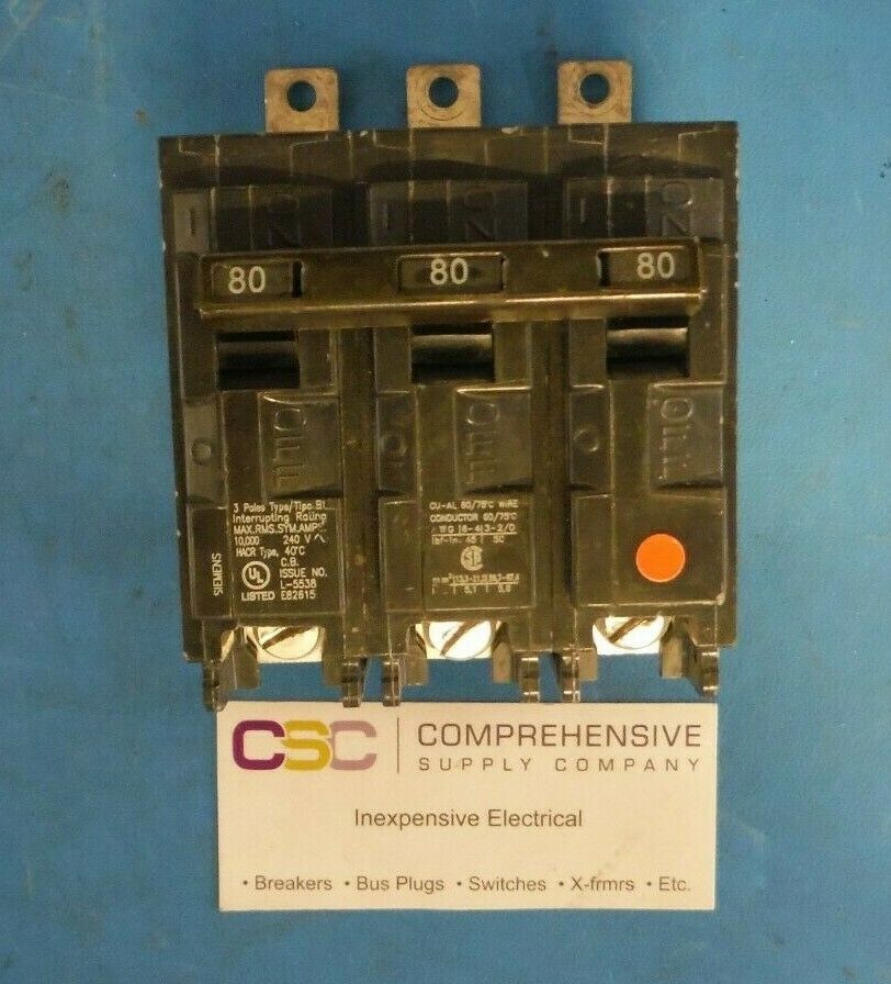 B380 - Siemens 80A Amp 3P Pole 10kA@240V Bolt On Circuit Breaker