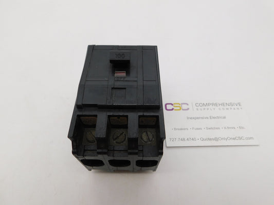 QO3100 - Square D 100A Amp 3P Pole 10kA@240V Plug On Black Circuit Breaker