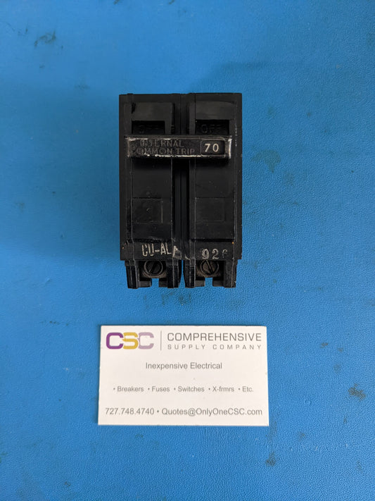 THQB2170 - GE 70A Amp 2P Pole 10kA@120/240V Bolt On Circuit Breaker - Older Series