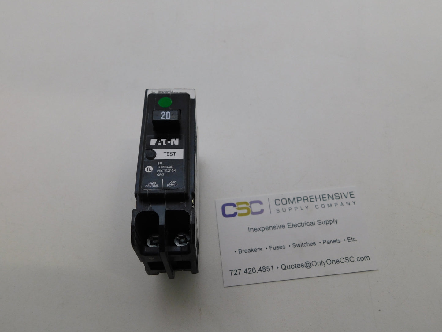 BRP120GF - Eaton 20A Amp 1P Pole 10kA@120 Plug On Ground Fault GFCI Circuit Breaker