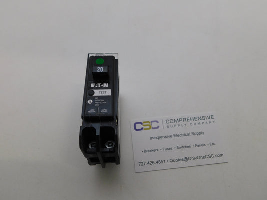 BRP120GF - Eaton 20A Amp 1P Pole 10kA@120 Plug On Ground Fault GFCI Circuit Breaker