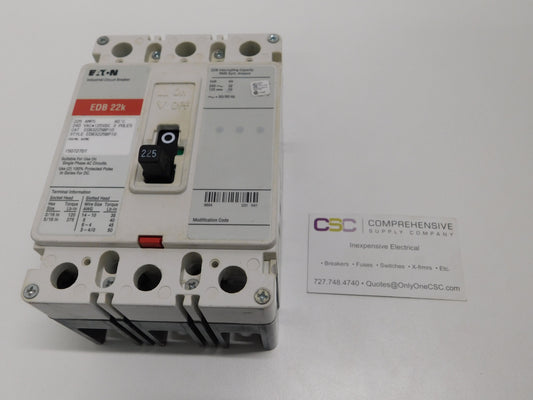 EDB3225 - Eaton 225A Amp 3P Pole 22kA@240V Bolt On Circuit Breaker W/Red Label