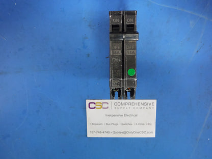 THQP215 - GE 15A Amp 2P Pole 10kA@120/240V Plug On Thin Circuit Breaker