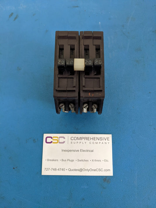 B2202020 - Wadsworth 20A/20A/20A/20A Amp 4P (1P/2P/1P) Pole10kA@120/240V Plug On Triplex Circuit Breaker