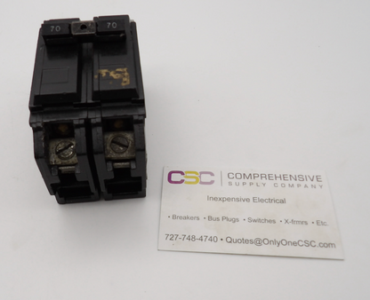 THQC2170WL - GE 70A Amp 2P Pole 10kA@120/240V Din Rail Circuit Breaker - Older Series W/Lugs