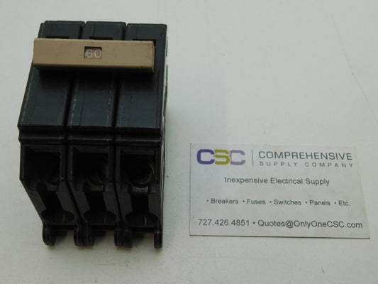 CH360 - Cutler Hammer 60A Amp 3P Pole 10kA@240V Plug On Circuit Breaker