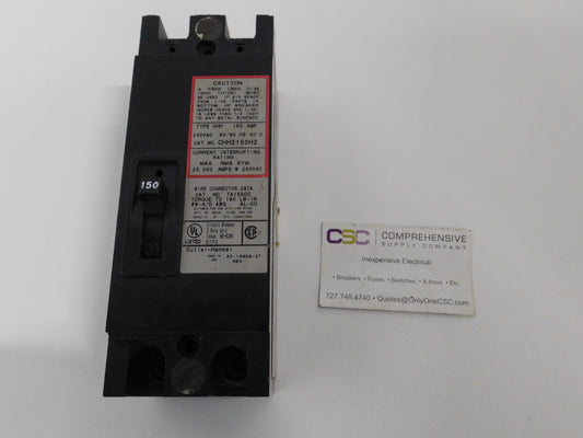 CHH2150H2 - Eaton 150A Amp 2P Pole 25kA@240V Bolt On Circuit Breaker W/Red Label