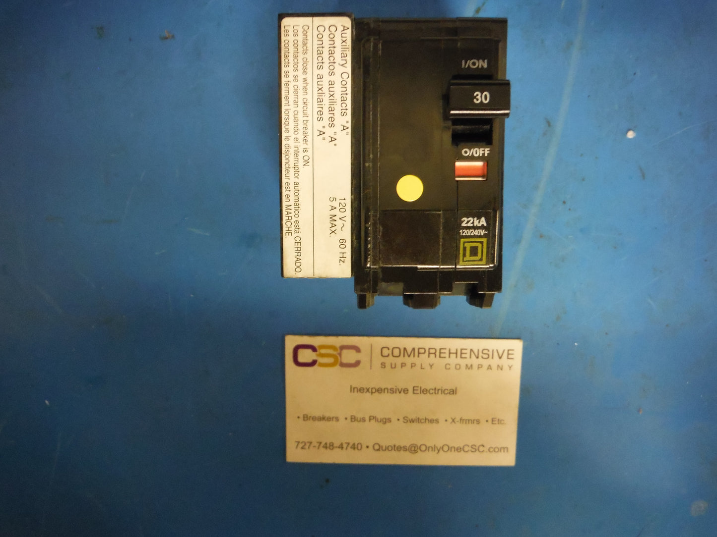 QOB230VH1200 - Square D 30A Amp 2P Pole 22kA@120/240V Bolt On Circuit Breaker W/1A Aux Switch