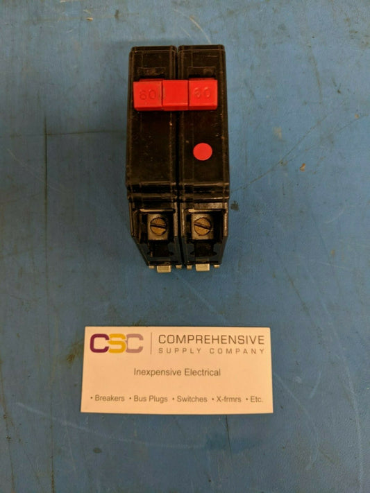 CH260 - Cutler Hammer 60A Amp 2P Pole 10kA@120/240V Plug On Circuit Breaker W/Red Handle & Metal Foot