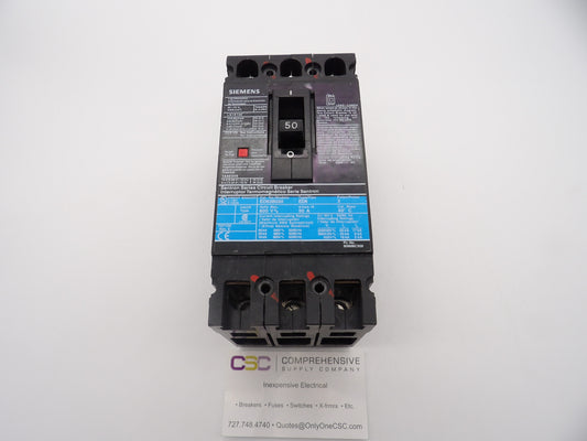 ED63B050 - Siemens 50A Amp 3P Pole 600V 25kA@480V Feed Through Circuit Breaker W/Black Label