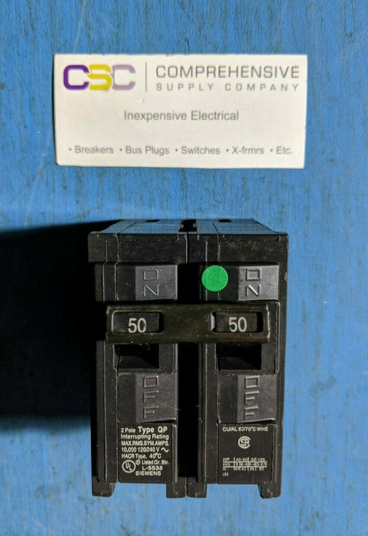 Q250 - Siemens 50A Amp 2P Pole 10kA@120/240V Plug On Circuit Breaker