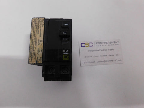 QOB250VH1021 - Square D 50A Amp 2P Pole 22kA@120/240V Bolt On Circuit Breaker W/120/240V Shunt Trip