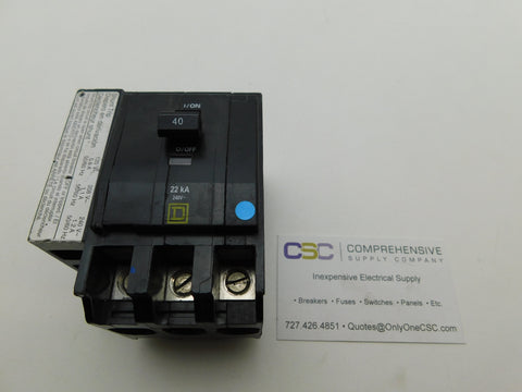 QOB340VH1021 - Square D 40A Amp 3P Pole 22kA@240V Bolt On Circuit Breaker W/120/208/240V Shunt Trip