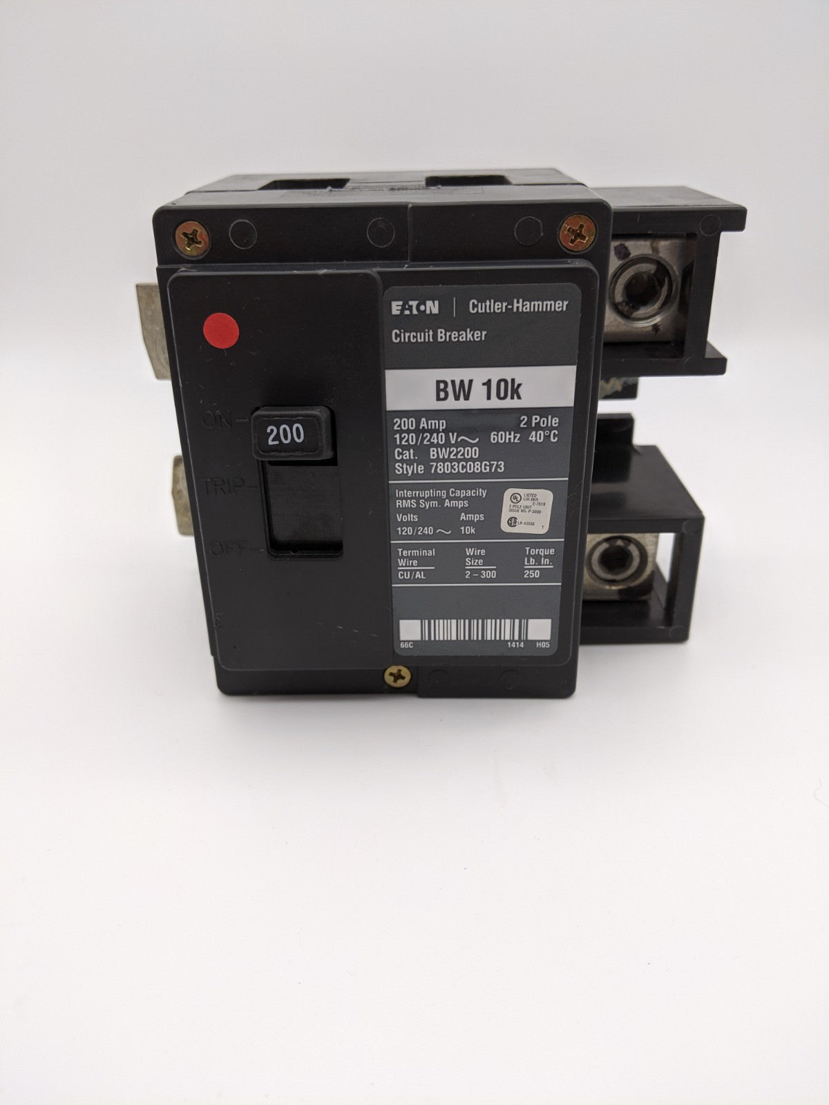 BW2200 - Cutler Hammer 200A Amp 2P Pole 10kA@120/240V Bolt On Main Circuit Breaker